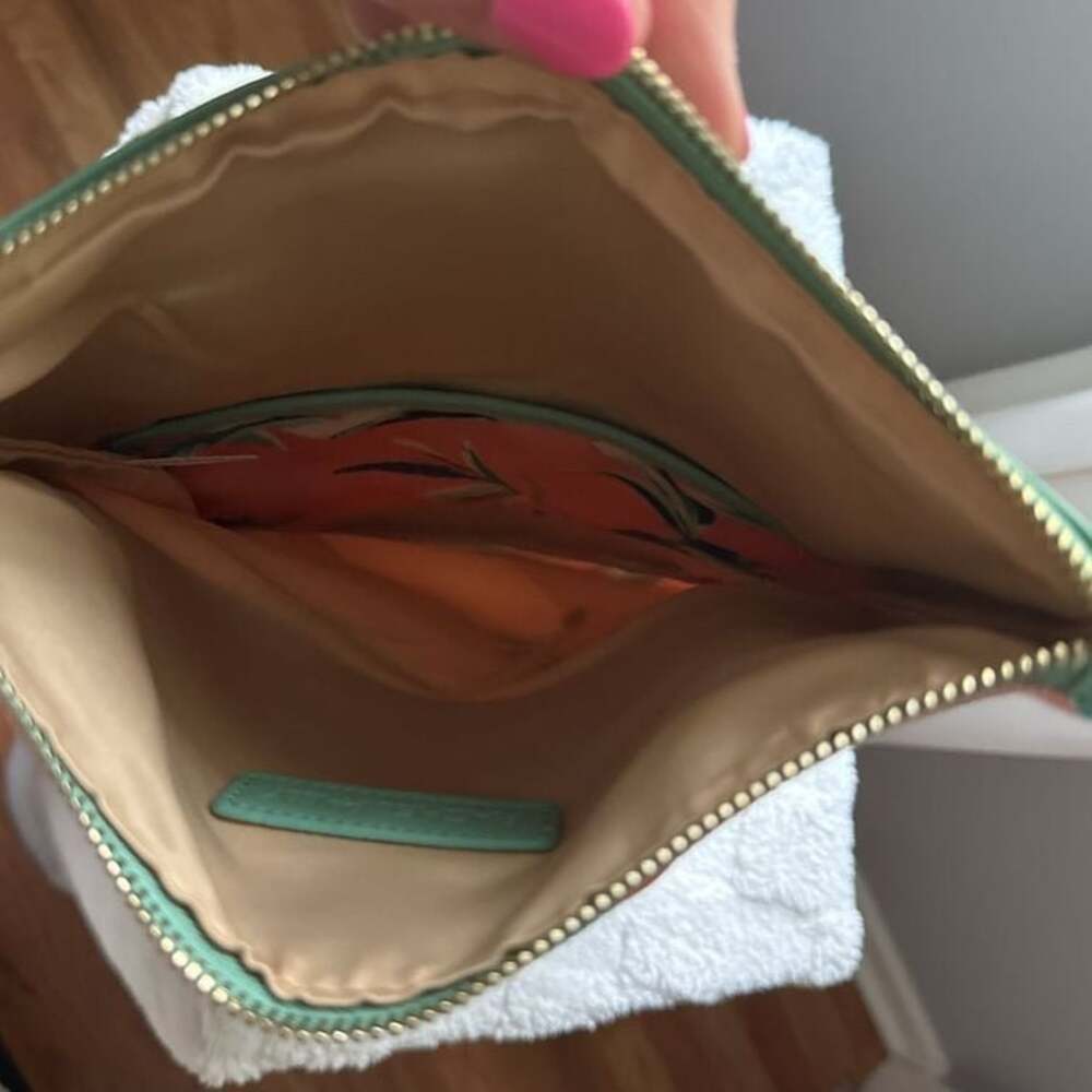 3/$20 Rachel Pally Pink & Turquoise Tropical Reversible Clutch zipper handbag - Picture 3 of 8